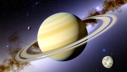 Fototapeta premium Stunning Visual of Saturn and its Rings in the Cosmos A Celestial Masterpiece