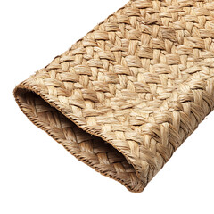 Rustic Eco Straw Beach Mat with Traditional Woven Isolated on Transparent Background