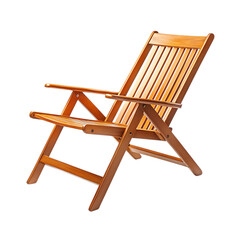 Elegant Wooden Beach Chair with a Minimalist Design Isolated on Transparent Background