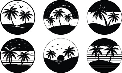 Collection of Palm trees vector silhouette