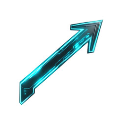 Futuristic Arrow with a High Tech Edge in Neon Turq Isolated on Transparent Background