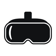 Simple, black and white vector graphic of a virtual reality headset.