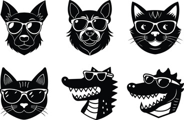 Fototapeta premium set of funny animals head