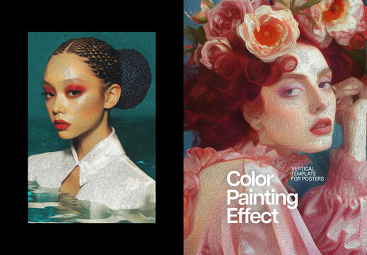Oil Paint Poster Photo Effect Mockup