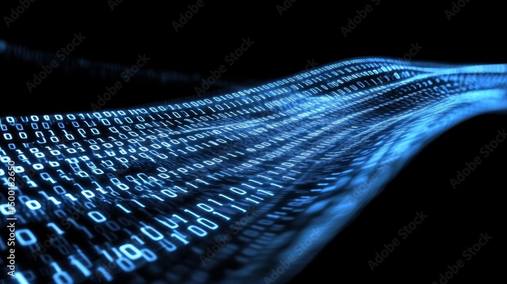 Aufkleber Digital Currents Flow Through a Vast Ocean of Binary Code, Reflecting the Essence of Technology and Data in the Modern Age of Innovation and Information Sharing