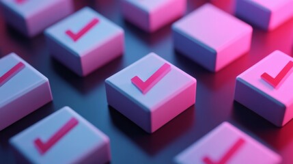 Obraz premium Checked box 3d render icons - 