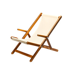 Elegant Wooden Beach Chair Featuring a Modern Folda Isolated on Transparent Background