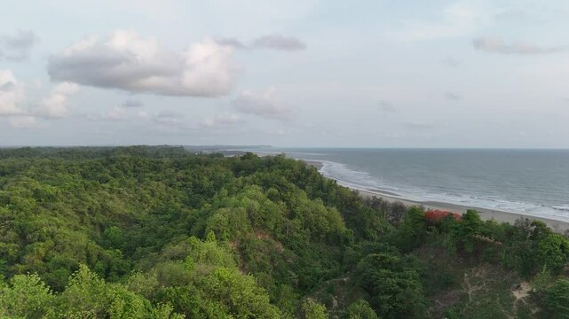Aerial view of the hill with sea