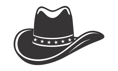 Black & White Cowboy Hat with Stars – Vector Illustration