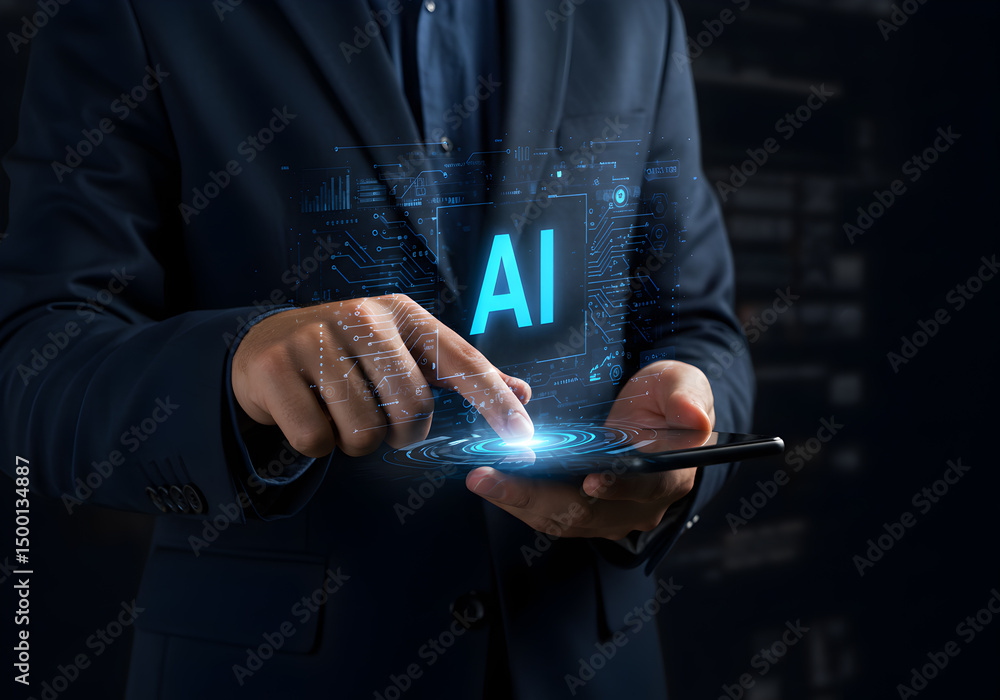 Poster exploring artificial intelligence ai future technology business innovation digital transformation in