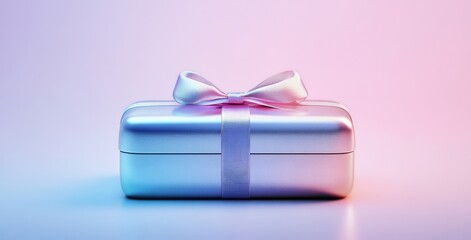 Colorful Gift Box With Ribbon Displayed in Soft Lighting
