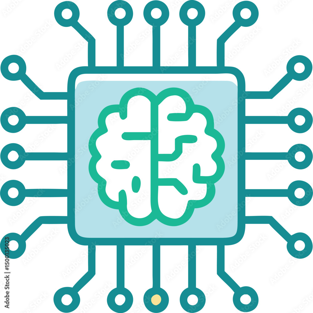 Aufkleber artificial intelligence brain-computer interface concept illustration