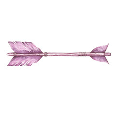 Artistic Arrow with Hand Drawn Details in Soft Lilac Isolated on Transparent Background