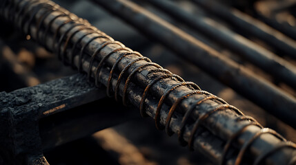 Close-Up of Reinforcing Steel Bars