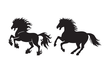 Running Horse Silhouettes Black Vector Stallions in Motion Art