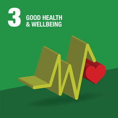 Good Health and Well Being 3D Icon. An Echocardiography represents a healthy lifestyle. Sustainable Development global goals concept for Non-Profit organizations. High quality 3D render.