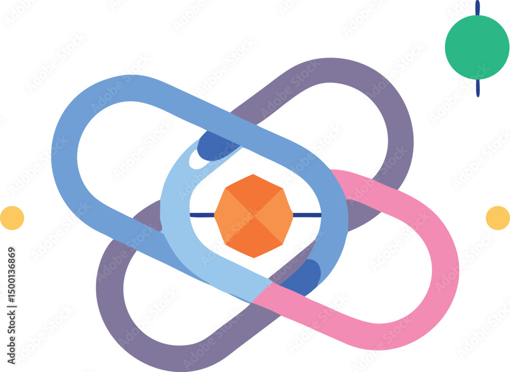Poster interconnectedness abstract illustration of linked elements