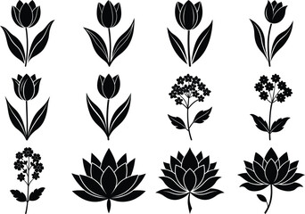 wildflower silhouette set bundle