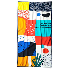 Playful Beach Towel with Giant Quirky Pattern Isolated on Transparent Background