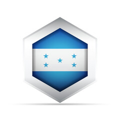Honduras Flag in Hexagon Shape – 3D-Style Vector Icon with Five Blue Stars
