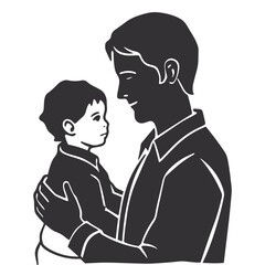 Monochrome Embrace – Minimalist Father and Son Silhouette