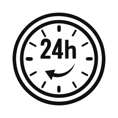 Minimalist 24-Hour Clock Icon – Black & White Abstract Design