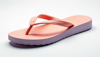 Close-up view of a single flip-flop against pure white , simple, isolated