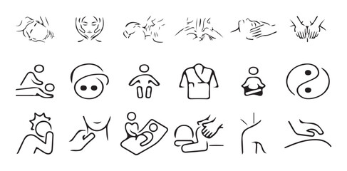 Obraz premium Hot Stone Massage Icon Stock Set