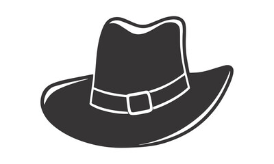 Minimalist Black & White Cowboy Hat – Detailed Flat Vector Illustration