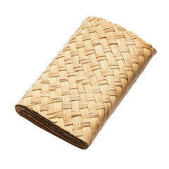 Elegant Minimalist Woven Straw Beach Mat with a Cla Isolated on Transparent Background