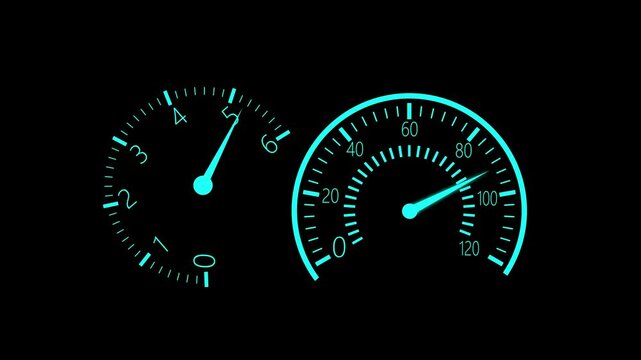 Speedometer and Tachometer Isolated, Minimal Speedometer Gauge Animation