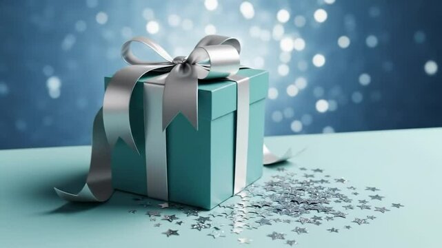 Wrapped in elegance, a token of appreciation sits amidst a sprinkle of stars. A moment of joy, perfectly presented.