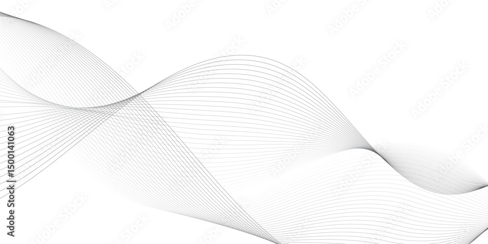 Poster thin wavy curve line vector background. curve wave seamless pattern background. black and grey wave 