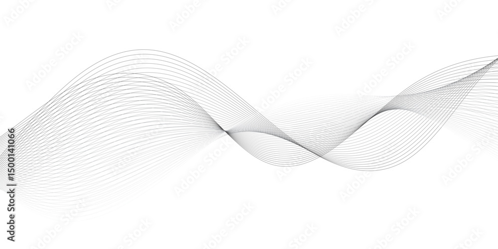 Poster thin wavy curve line vector background. curve wave seamless pattern background. black and grey wave 