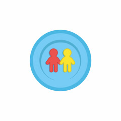 Fototapeta premium Two Simplified Human Figures on a Circular SurfaceVector image