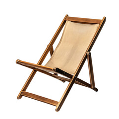 Stylish Foldable Wooden Beach Chair with a Sleek Design Isolated on Transparent Background