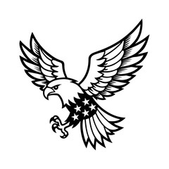 Fierce Bald Eagle with Detailed Feathers and Shading Vector Illustration