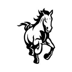 Stylized Horse Vector – Black Silhouette on White Background for Print & Web