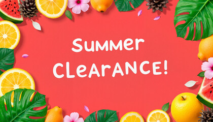 Summer clearance sale promotional background with tropical fruits  