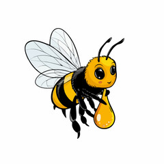 Cartoon Bee Carrying Honey DropVector image