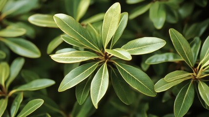 Leafy green bush with leaves that are slightly droopy. The leaves are green