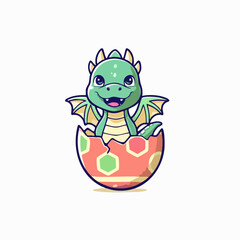 Baby Dragon Hatching from EggVector image
