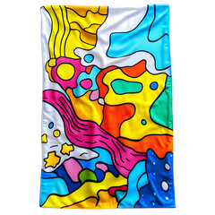 Playful Beach Towel with Giant Quirky Doodle Bursts Isolated on Transparent Background