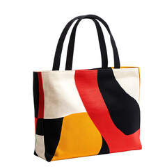 Trendy Canvas Bag with Bold Modern Graphic Isolated on Transparent Background