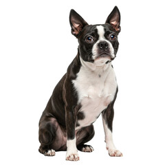 Boston Terrier Sitting and Looking Up