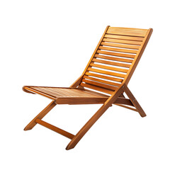Innovative Reclining Wooden Beach Chair with a Comp Isolated on Transparent Background