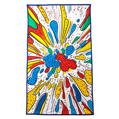 Cheerful Beach Towel with Expansive Playful Doodle Isolated on Transparent Background