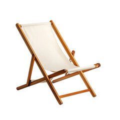 Minimalist Wooden Beach Chair with a Sleek Fold Away Isolated on Transparent Background