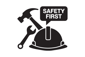 Safety First SVG Construction Helmet Tool Icon Clipart for Signage and Crafts