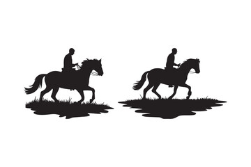 Horse Rider Silhouette Vector Cowboy and Equestrian Scene Illustration